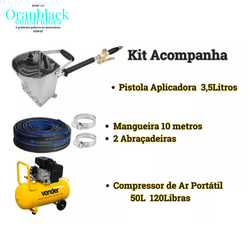 Kit Aplicador De Chapisco- Profissional C/ Compressor 50l 120